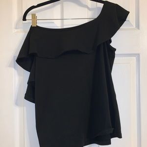 J.Crew Black Off the Shoulder Ruffle Shirt